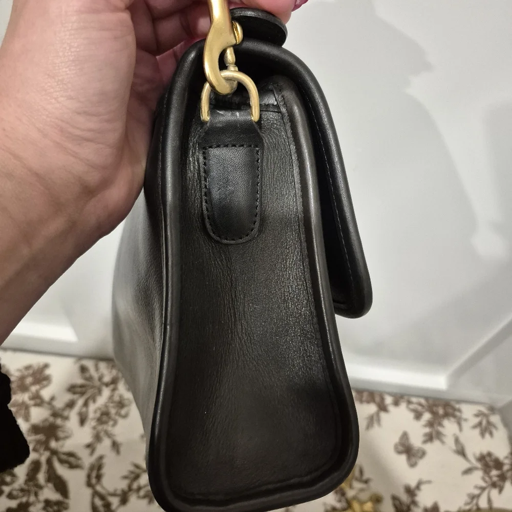 Vintage COACH Court Bag Old Coach Hand Bag Shoulder Bag Black Leather - Picture 6 of 17